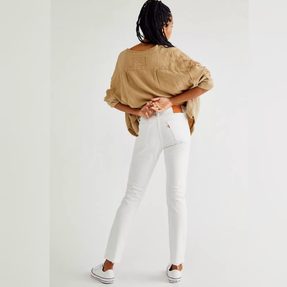 Levi's Premium 501 S White Distressed Jeans